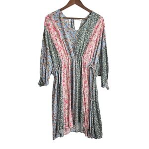Gigio PlusWomen Midi Dress XL Patchwork Floral Babydoll Boho Prairie Cottagecore